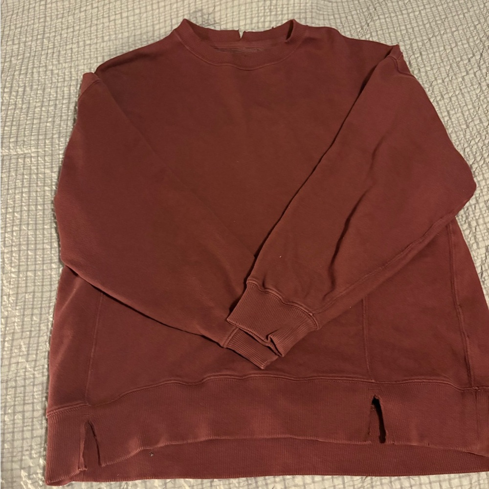 Aerie womens Burgundy oversized Crewneck Sweater